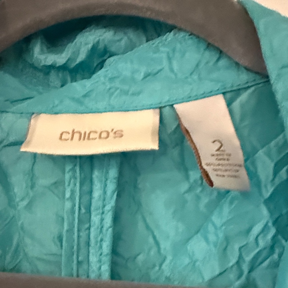 Chico's Turquoise Crinkle-Texture Jacket - Picture 2 of 4